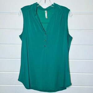 Perception Concepts Blouse Womens XL Teal Green Sleeveless V-Neck Office Chic